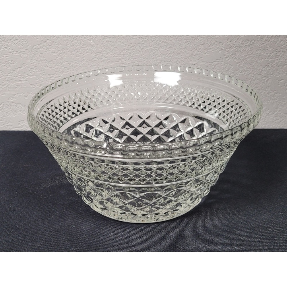 Vintage Anchor Hocking Wexford Clear Glass Salad / Punch Bowl Base Stand 9"